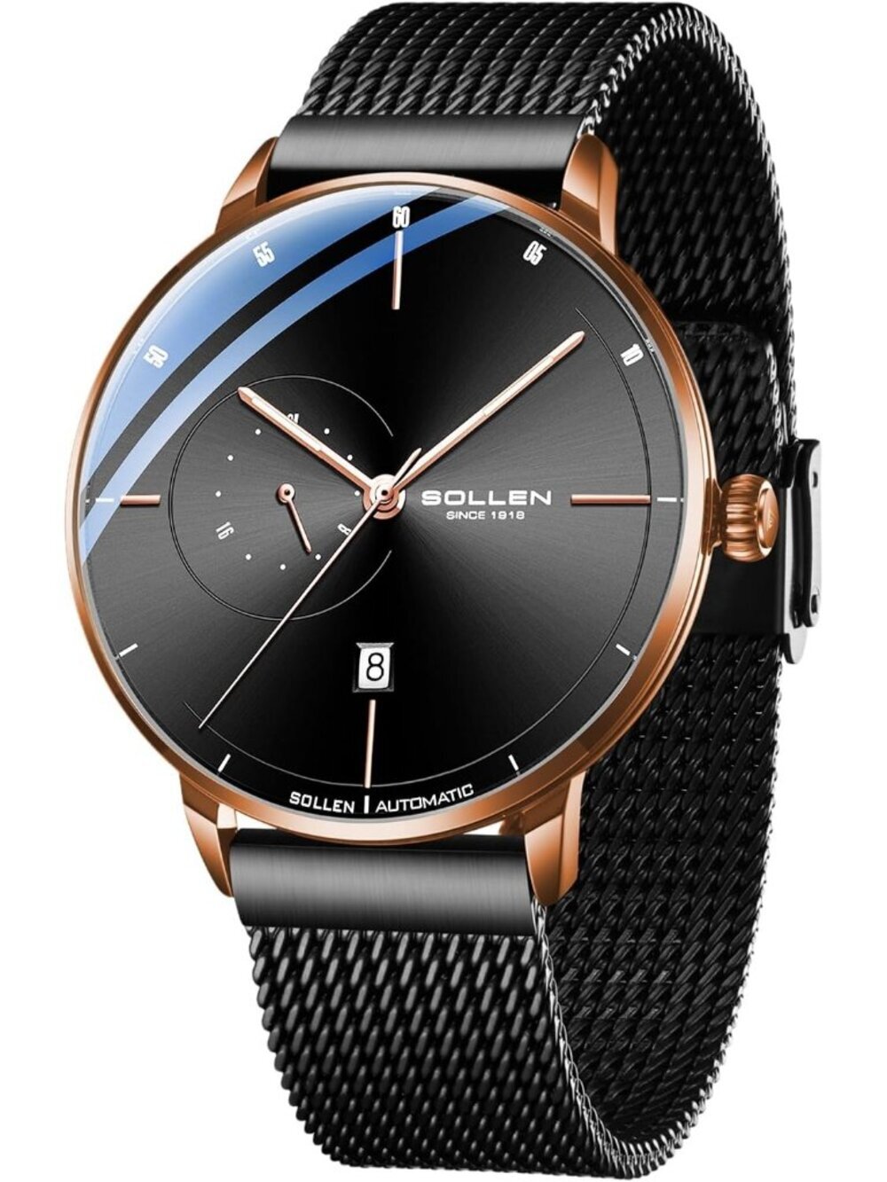 Men's Rose Gold Luxury Minimalist Original Mechanical Movement Automatic Watch